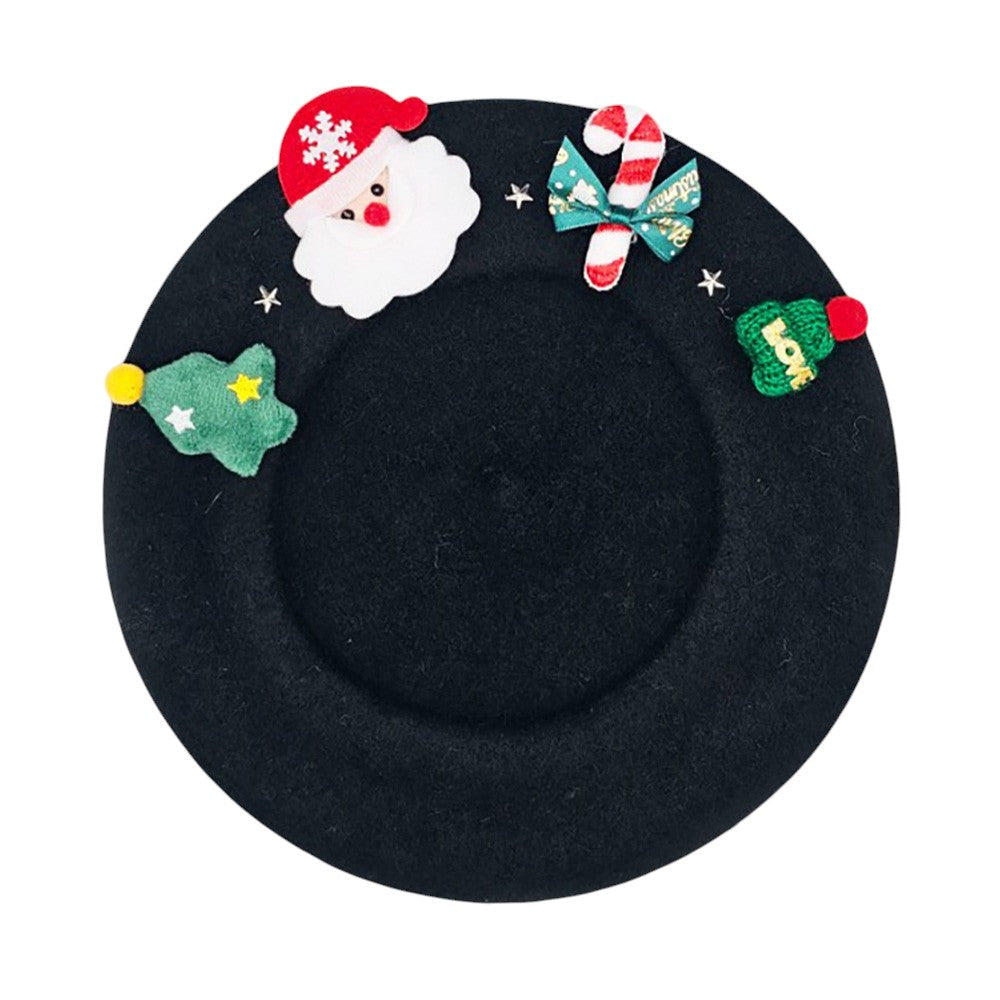 Christmas Decoration Fuzzy Beret Hat