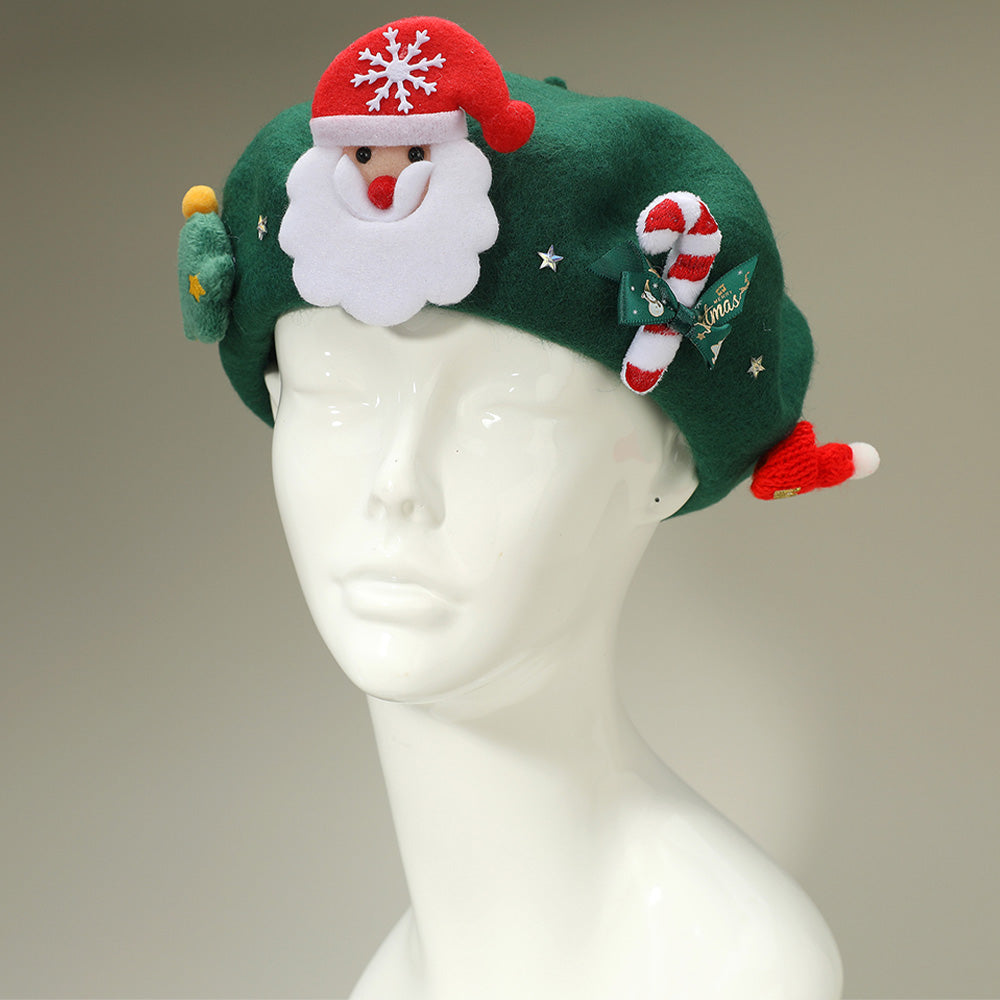 Christmas Decoration Fuzzy Beret Hat