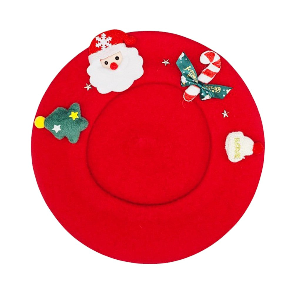 Christmas Decoration Fuzzy Beret Hat