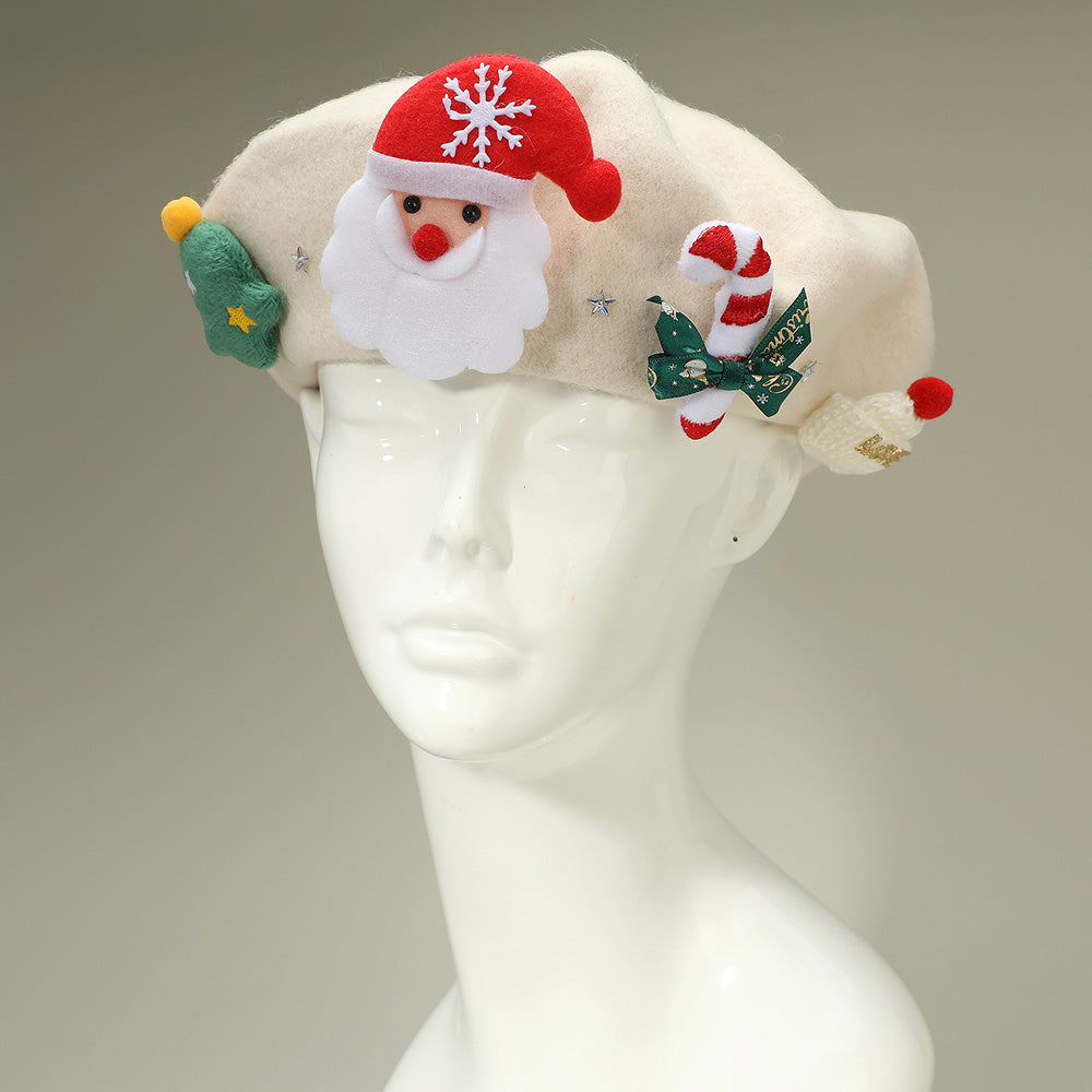 Christmas Decoration Fuzzy Beret Hat