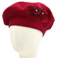 Women's Floral Applique Accent Winter Beret Hat