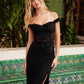 Vestido Nox Anabel H1668 con corpiño plisado, hombros descubiertos y talle semitransparente