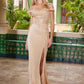 Vestido Nox Anabel H1668 con corpiño plisado, hombros descubiertos y talle semitransparente