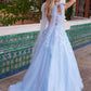 Nox Anabel H1680 Vestido de tul con apliques, tirantes drapeados y atados