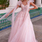 Nox Anabel H1680 Vestido de tul con apliques, tirantes drapeados y atados