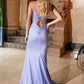Nox Anabel H1683 Satin Strappy Back V-neck Long Dress