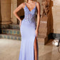 Nox Anabel H1683 Satin Strappy Back V-neck Long Dress