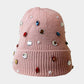 Women's Pearl Jewel Embellished Fleece Lining Knit Beanie Hat