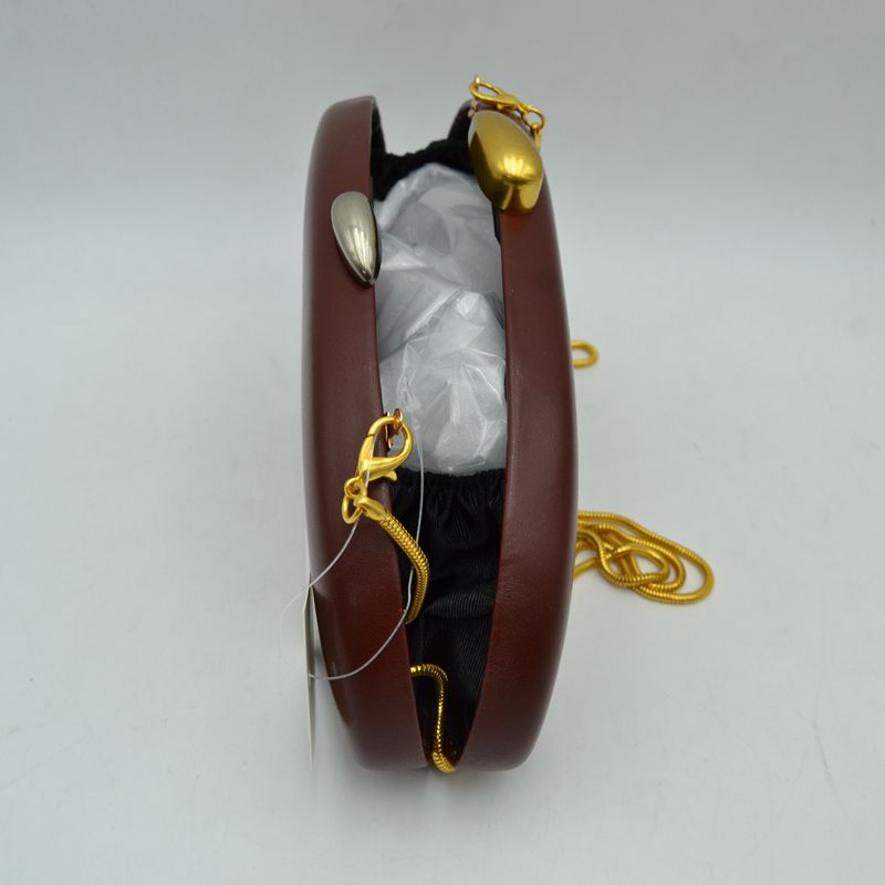 Oval Hardcase Clutch Bag with Two-Tone Metal Clasp