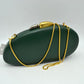 Oval Hardcase Clutch Bag with Two-Tone Metal Clasp