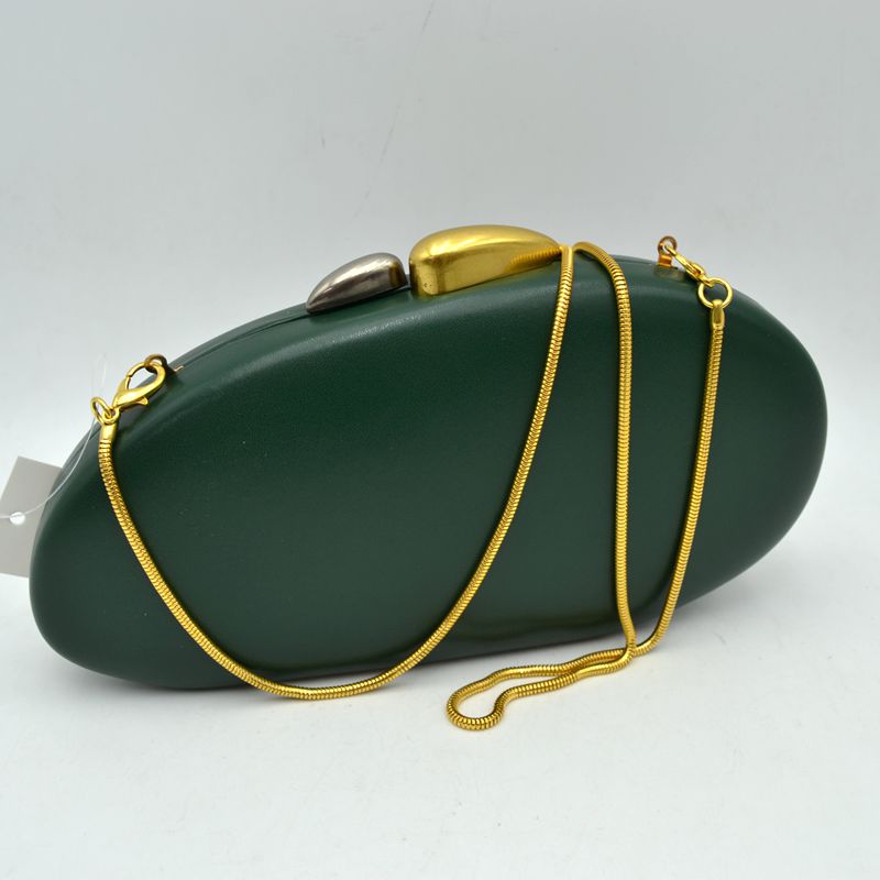 Oval Hardcase Clutch Bag with Two-Tone Metal Clasp