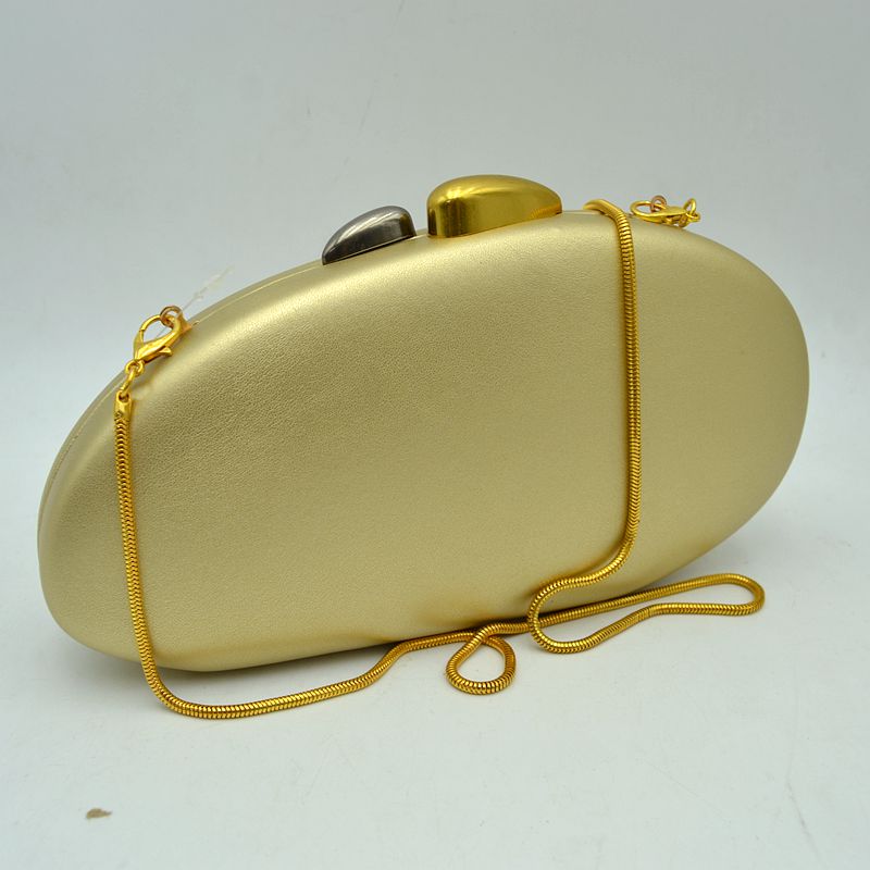 Oval Hardcase Clutch Bag with Two-Tone Metal Clasp