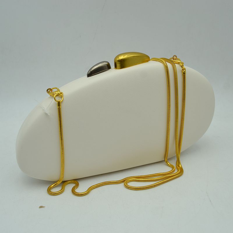 Oval Hardcase Clutch Bag with Two-Tone Metal Clasp