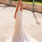 Nox Anabel H494 Spaghetti Strap V-Neckline Long Lace Wedding Gown