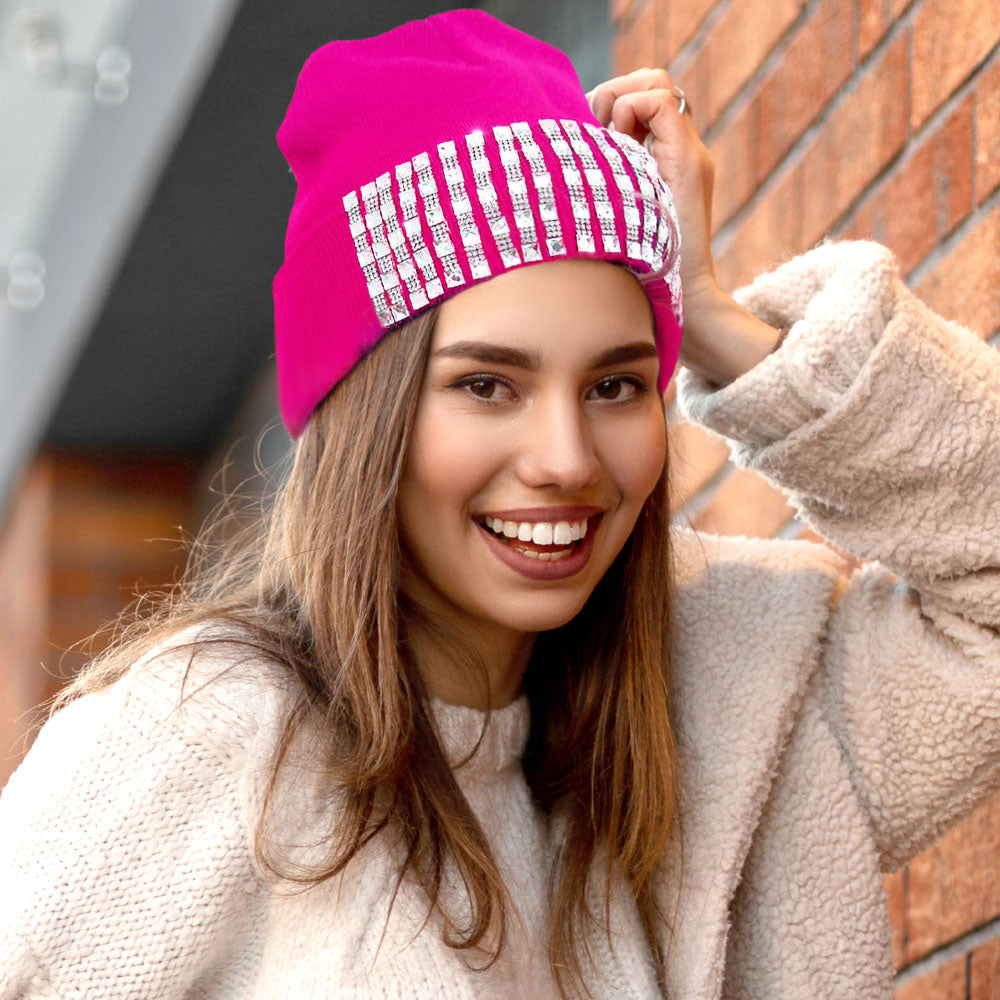 Trellis Blinged Acrylic Beanie Hat