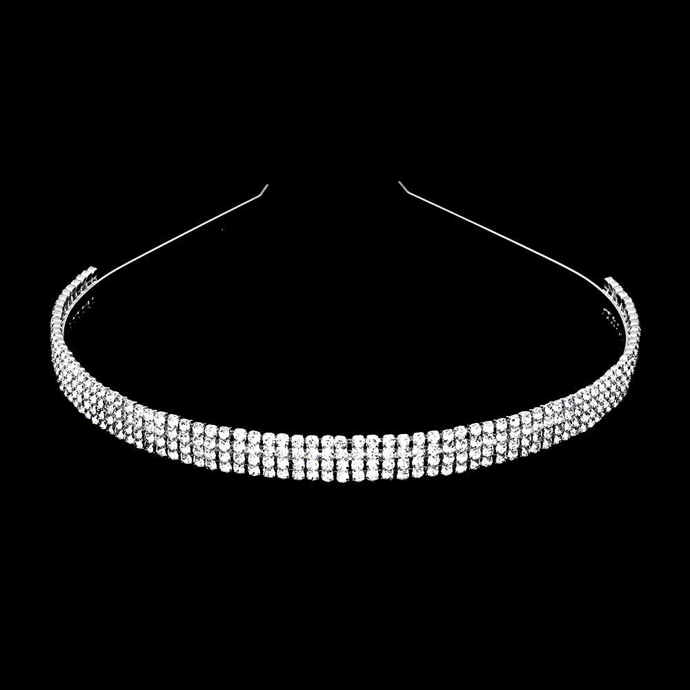 4-Rows crystal rhinestone headband