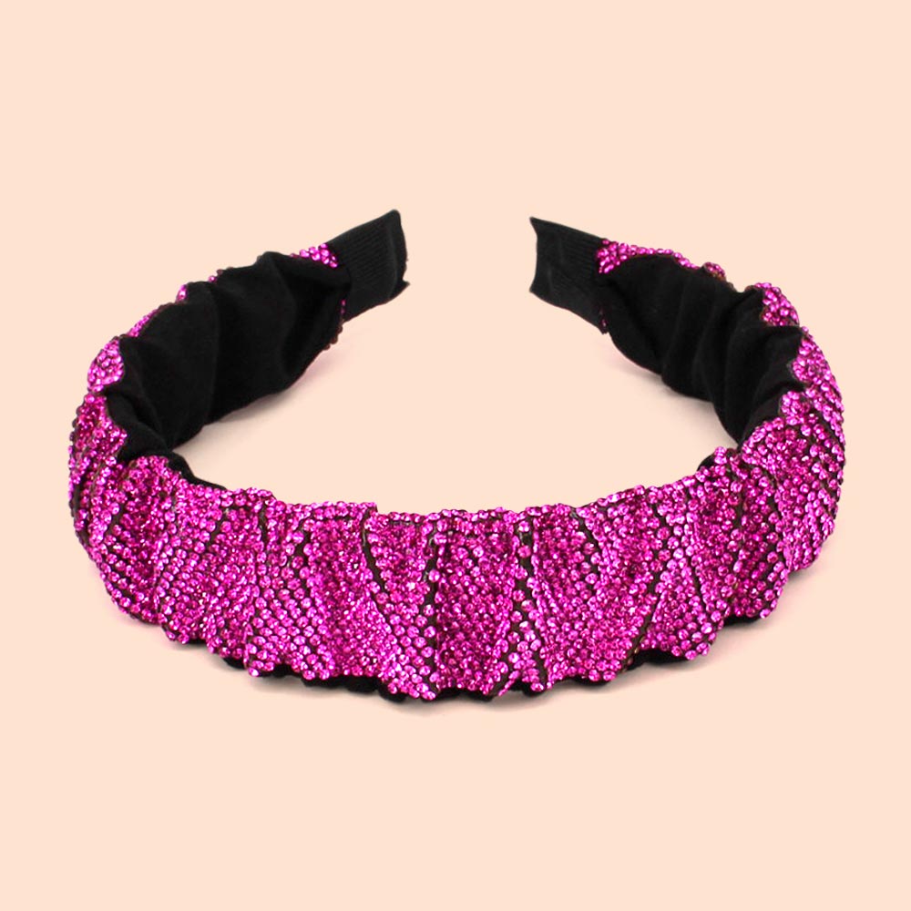 Pleated Rhinestone Headband