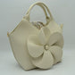 3D Flower Accent Winged Top-Handle Satchel Bag with Detachable Crossbody Strap