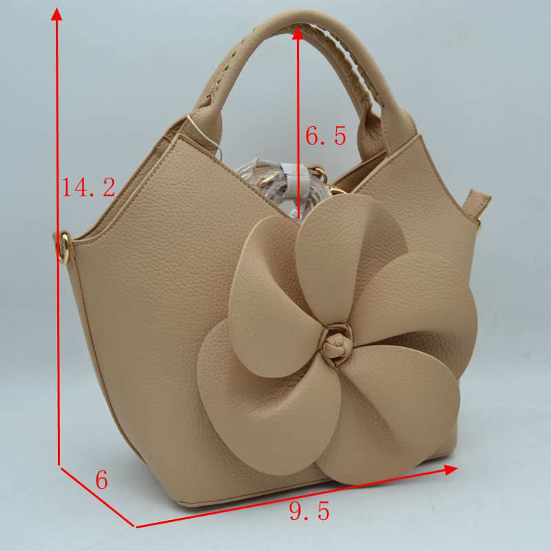 3D Flower Accent Winged Top-Handle Satchel Bag with Detachable Crossbody Strap