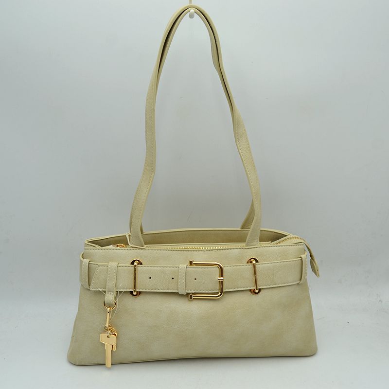 Belted Shoulder Bag with Key Charm Accent