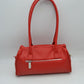 Classic Structured Shoulder Bag with Heart Charm Accent