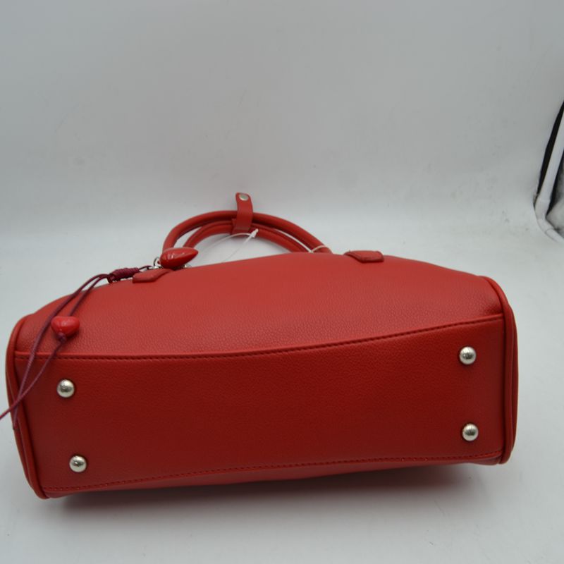 Classic Structured Shoulder Bag with Heart Charm Accent
