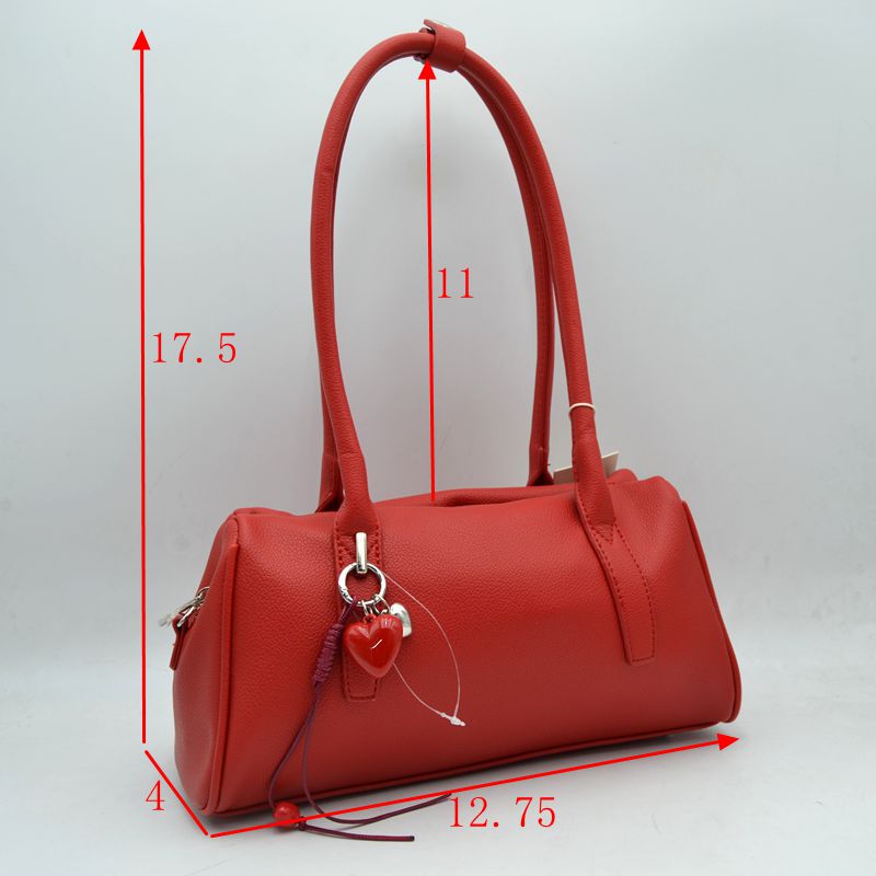Classic Structured Shoulder Bag with Heart Charm Accent