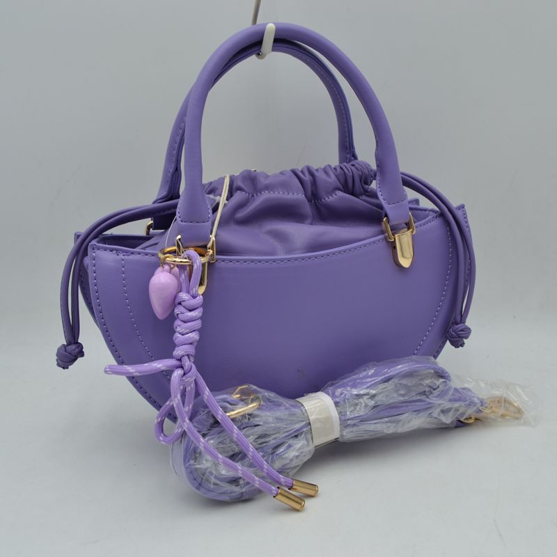 Curved Top Handle Handbag with Drawstring Inner Pouch