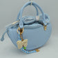 Curved Top Handle Handbag with Drawstring Inner Pouch