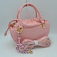 Curved Top Handle Handbag with Drawstring Inner Pouch