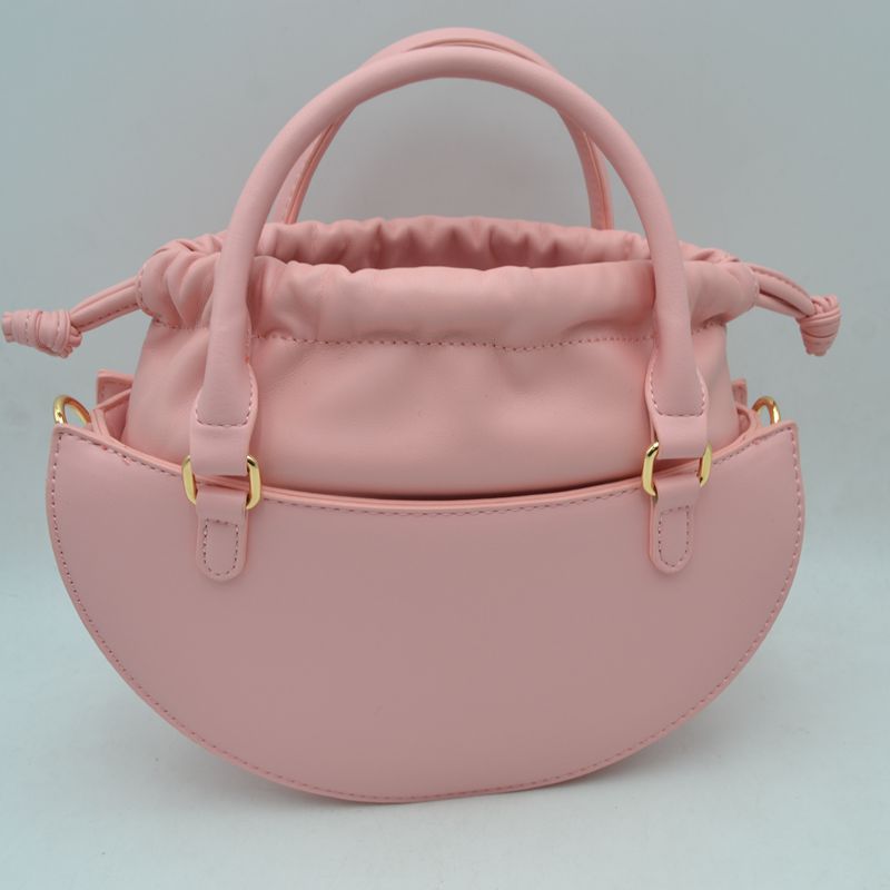 Curved Top Handle Handbag with Drawstring Inner Pouch