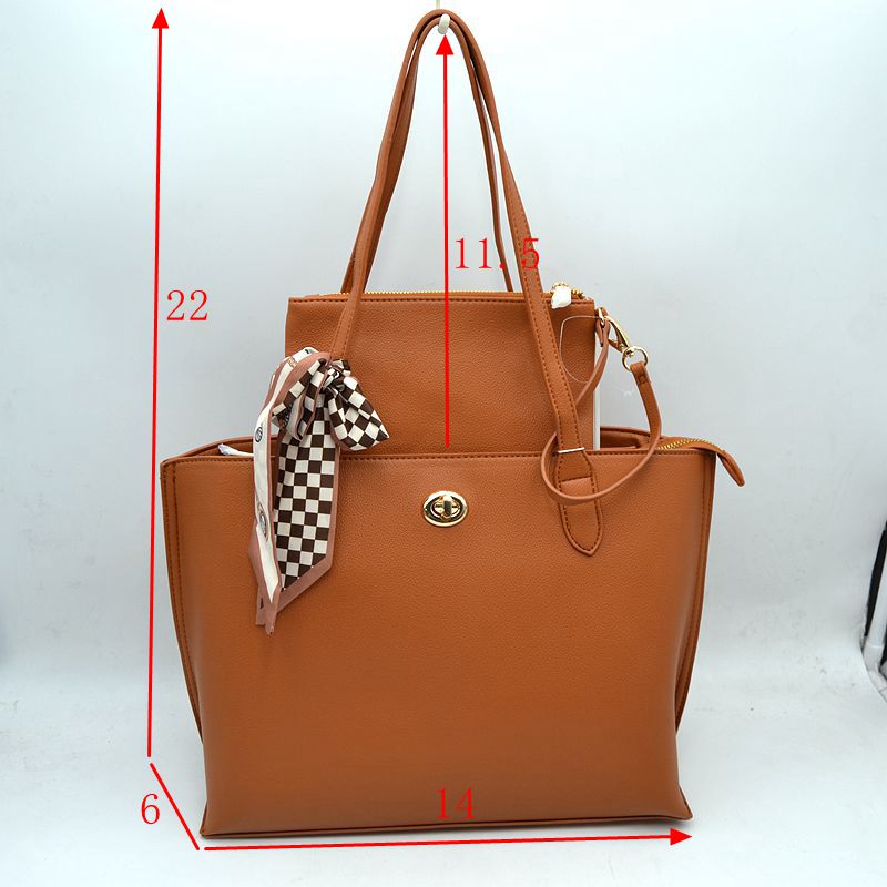 Structured Shoulder Tote Bag with Matching Pouch and Scarf