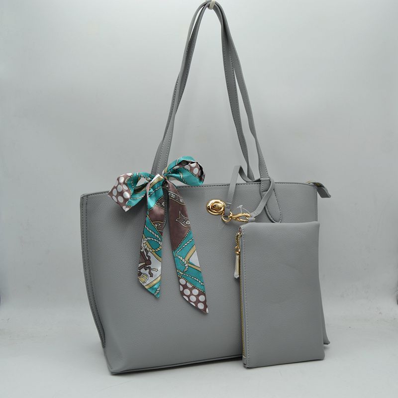 Structured Shoulder Tote Bag with Matching Pouch and Scarf