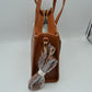 Woven Tote Bag with Decorative Gold Buckle and Crossbody Strap