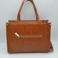 Woven Tote Bag with Decorative Gold Buckle and Crossbody Strap