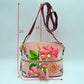 Ostrich-Embossed Dome Crossbody Bag with Dual Tassel Zippers