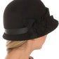 Sakkas Vivian Vintage Style 100% Wool Cloche Bell Hat with Flower Accent