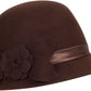 Sakkas Vivian Vintage Style 100% Wool Cloche Bell Hat with Flower Accent