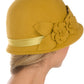 Sakkas Vivian Vintage Style 100% Wool Cloche Bell Hat with Flower Accent