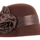 Sakkas Marilyn Vintage Style Wool Cloche Bucket Winter Hat with Satin Flower