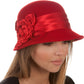 Sakkas Marilyn Vintage Style Wool Cloche Bucket Winter Hat with Satin Flower