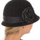 Sakkas Womens Vintage Style 100% Wool Cloche Bucket Bell Winter Hat with Flower