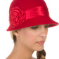 Sakkas Womens Vintage Style 100% Wool Cloche Bucket Bell Winter Hat with Flower