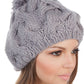 Sakkas Cable Knit Pom Pom Thick Slouch Hat