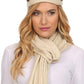 Sakkas Womens 2-piece Cable Knitted Visor Beanie Scarf and Hat Set with Button