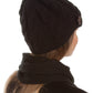 Sakkas Womens 2-piece Cable Knitted Visor Beanie Scarf and Hat Set with Button