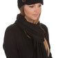 Sakkas Womens 2-piece Cable Knitted Visor Beanie Scarf and Hat Set with Button
