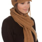 Sakkas Womens 2-piece Cable Knitted Visor Beanie Scarf and Hat Set with Button