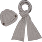 Sakkas Womens 2-piece Cable Knitted Visor Beanie Scarf and Hat Set with Button