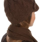 Sakkas Womens 2-piece Cable Knitted Visor Beanie Scarf and Hat Set with Button